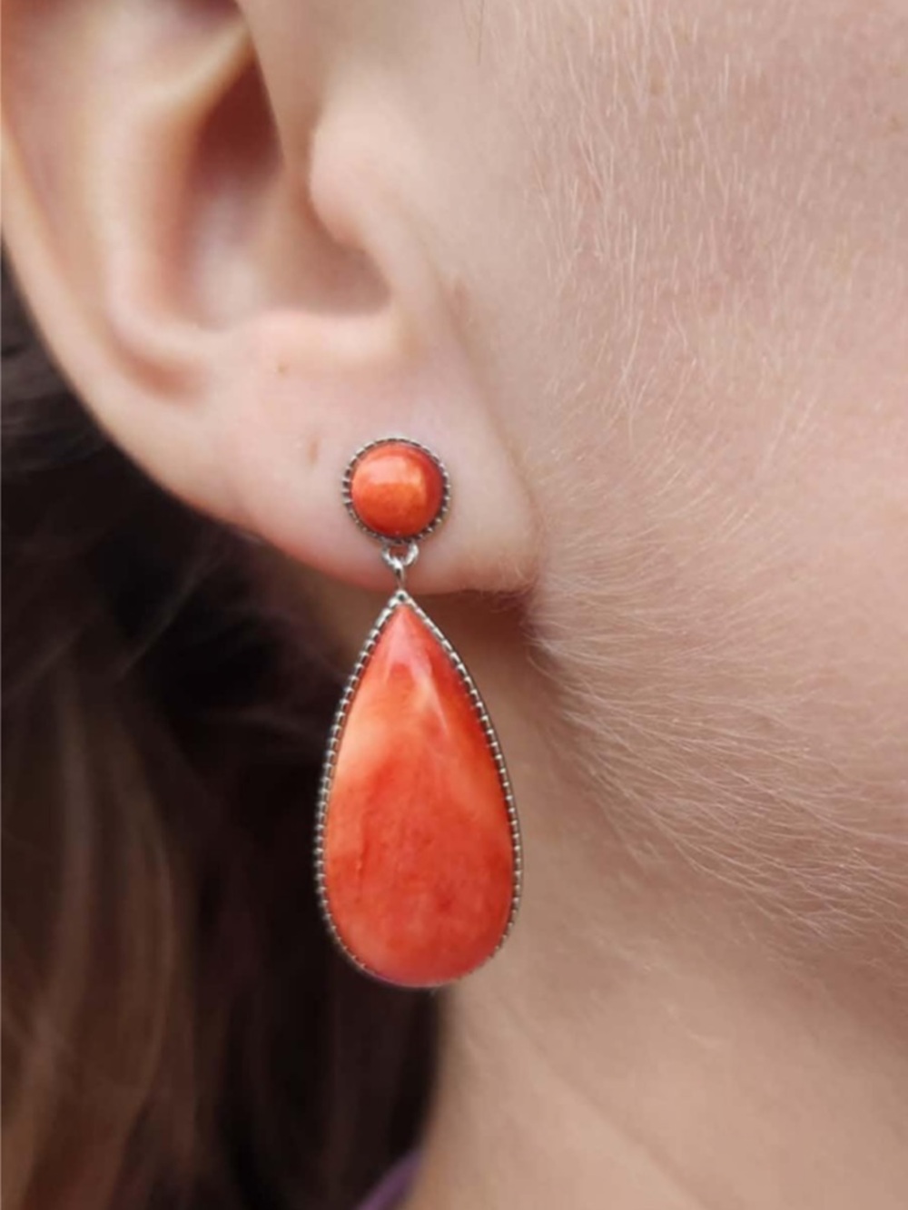 Spiny Oyster Solid 925 Sterling Silver Earrings - Picture 4 of 5